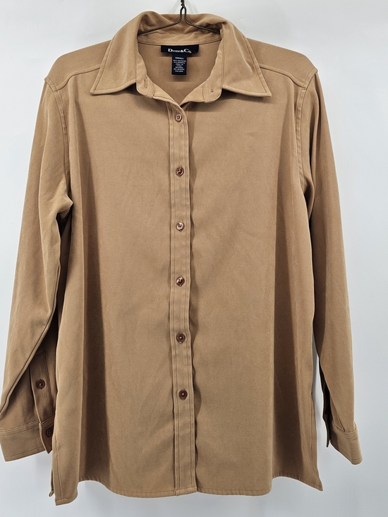 Denim&Co Tops - Denim & Co. Tan Button-Down Long Sleeve Shirt - Size Small